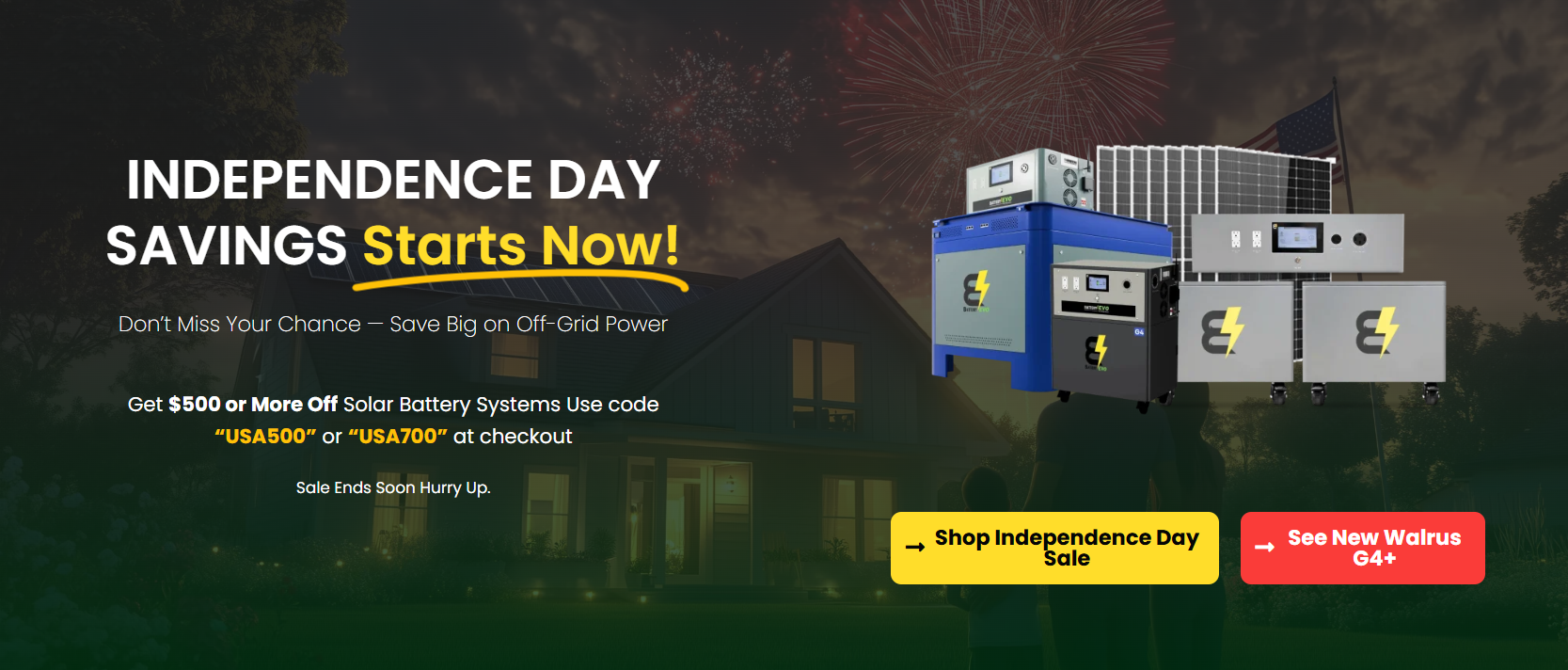 500+ Off on Solar Battery Systems